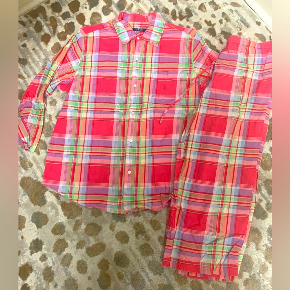 Ralph Lauren Plaid Cotton-Blend Sleep Set
